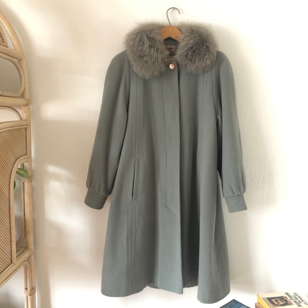 SOLD 100% wool pale sage green winter coat